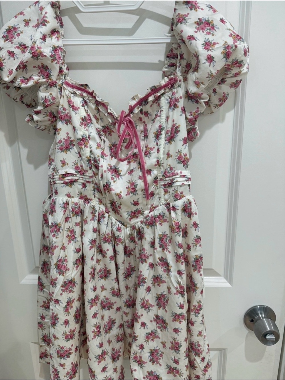 New* For Love & Lemons Etienne Mini Dress Pink Size XS $249 - Picture 6 of 10